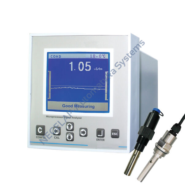 N301CD - analizator przewodności, zakresy pomiarowe 0...20uS/cm do 0...20mS/cm, obudowa panelowa / obiektowa, wyjścia 2xAO, 3xDO